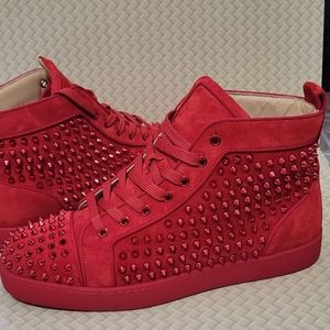 Christian louboutin louis orlato spikes red suede